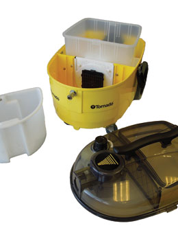 Tornado Marathon 350 Carpet Extractor with Hose, Wand & Tools – Model 98132 fill tank and dirty water tank lid off