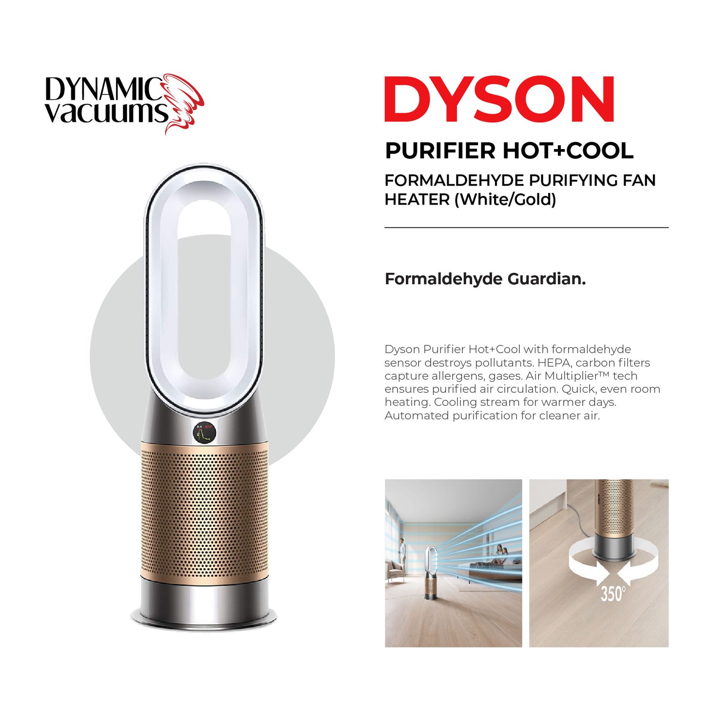 Dyson Purifier Hot+Cool Formaldehyde Purifying Fan Heater (White/Gold)