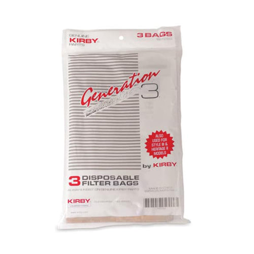 Kirby Generation 3 G3 197289 Disposable Brown Filter Bags 3 Pack