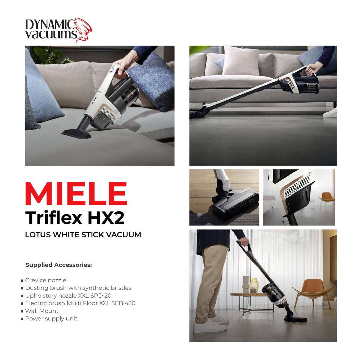 Miele Triflex HX2 Lotus White Stick Vacuum Miele