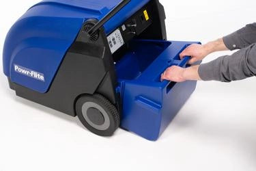 Powr-Flite Quasar 26" Battery Sweeper hopper