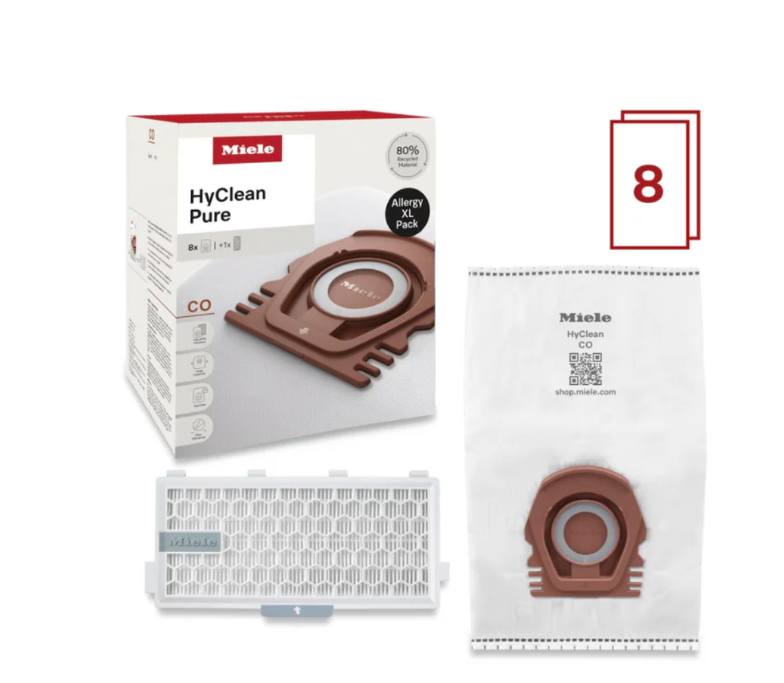 Miele XL HyClean Pure CO Pack of 8 Vacuum Bags - For M1 Models