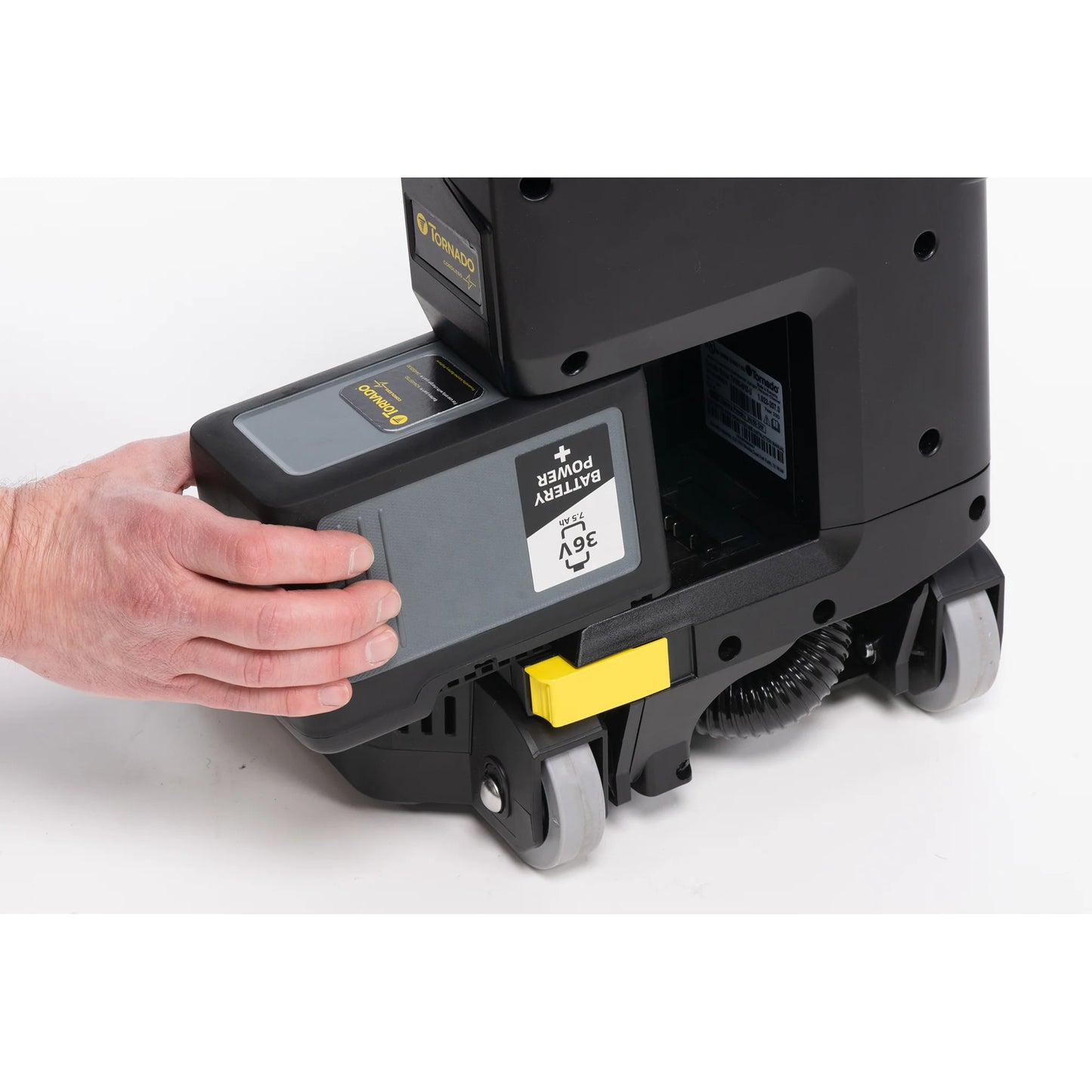 Tornado Strike Cordless Upright Vacuum TV190-W10-U removing and inserting battery