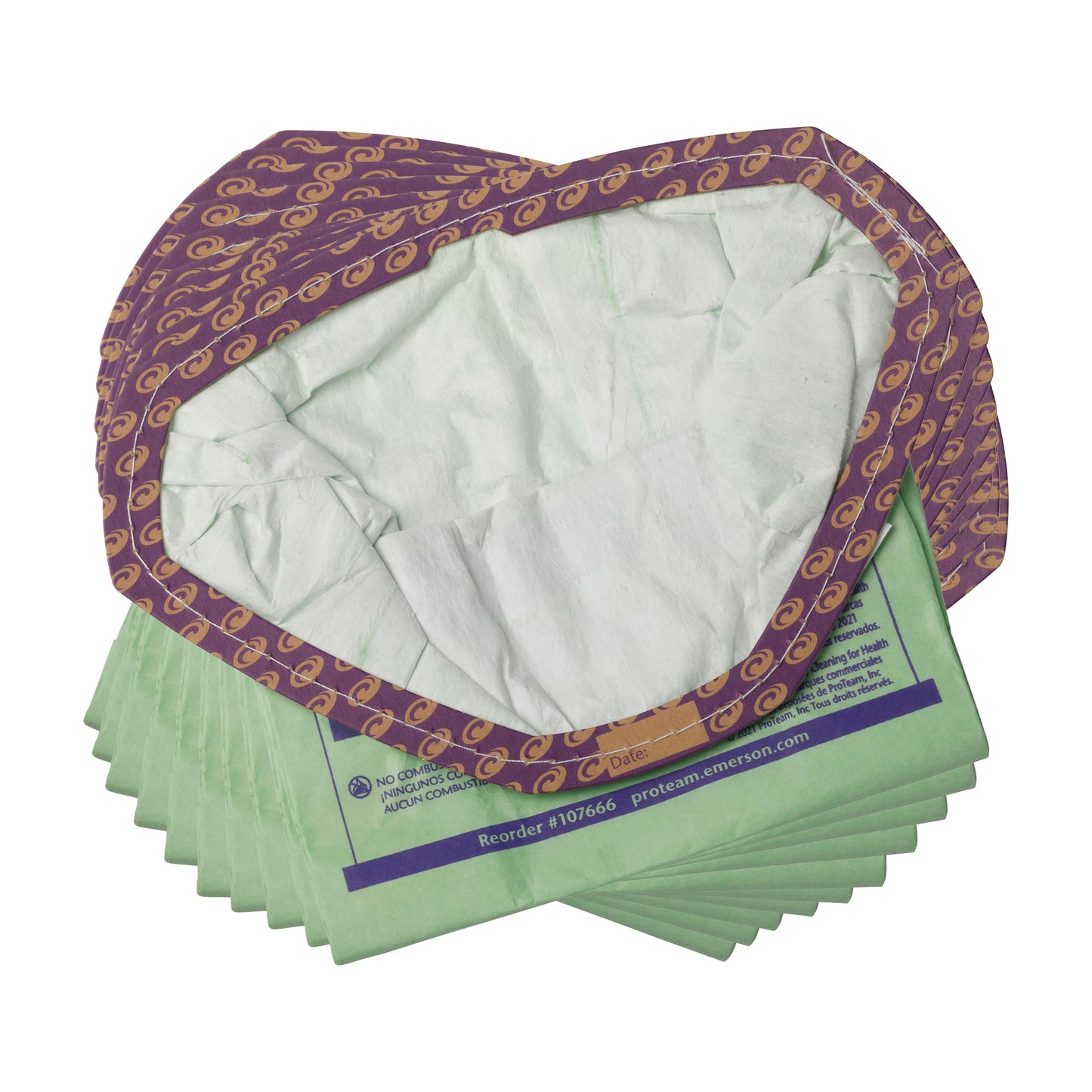 Proteam Bags GoFit 3 Open Collar Vacuum Filter Bags for ProTeam Commercial Backpack Vacuum Cleaners, 10-Pack - 107666