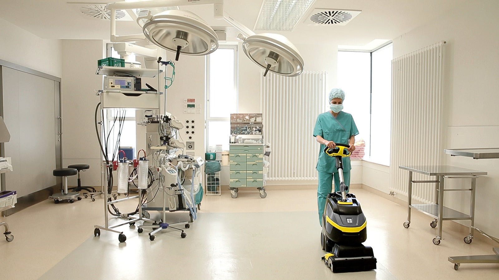 Karcher BR 35/12 C Bp Pack UL Scrubber Drier - 14" in use in hospital