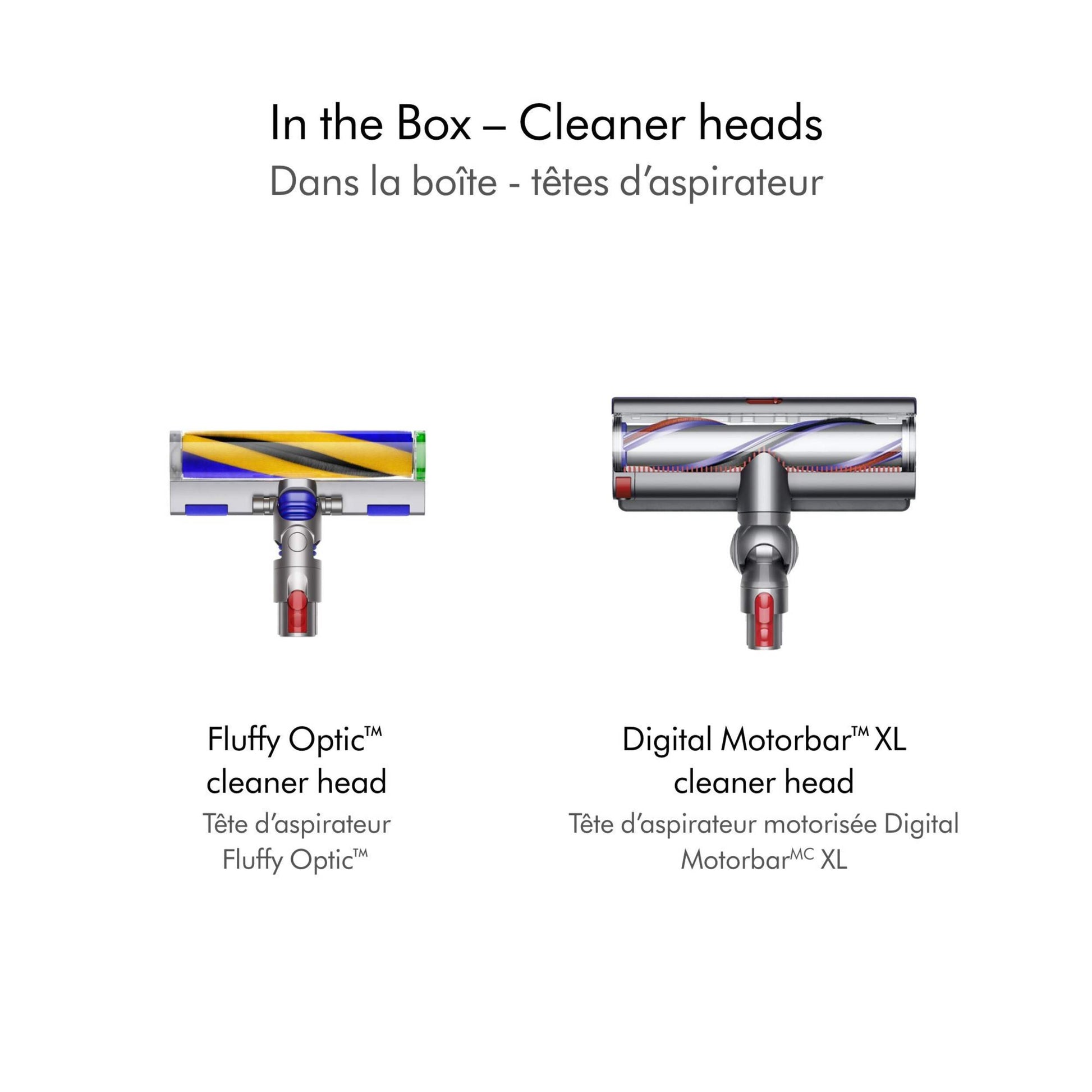 dyson gen5 outsize 2 cleaner heads. english description outlining features
