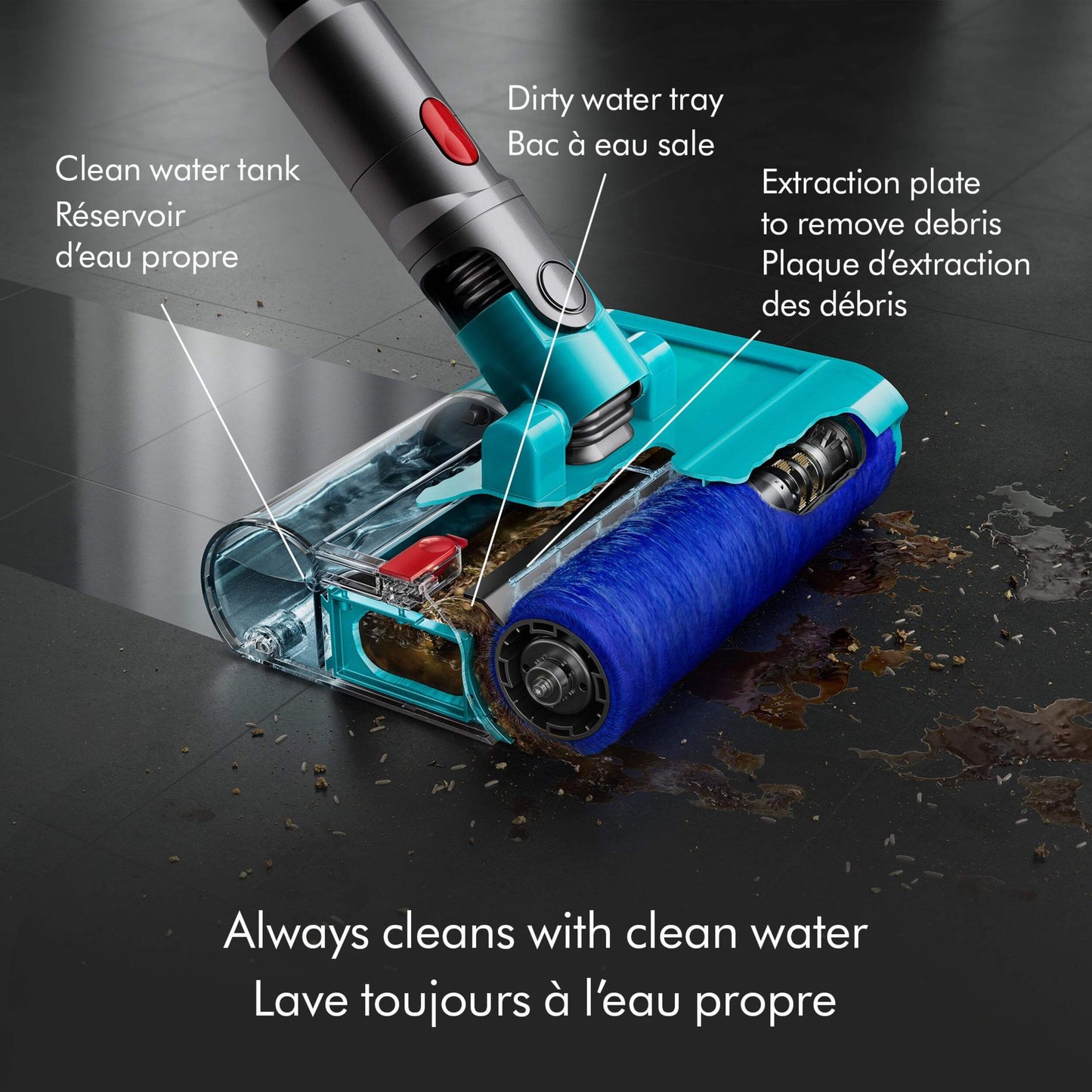 Dyson V15s Detect Submarine Cordless Stick Vacuum Cleaner- Factory Refurbished washing head in action
