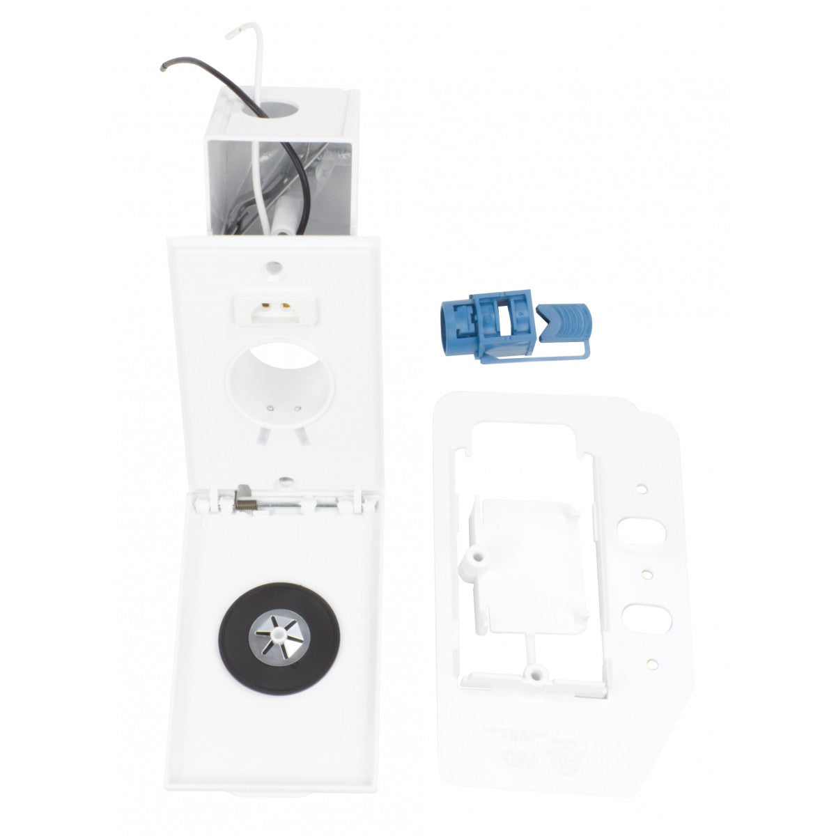 White Central Vacuum Super Valve Fitting 120V Canplas