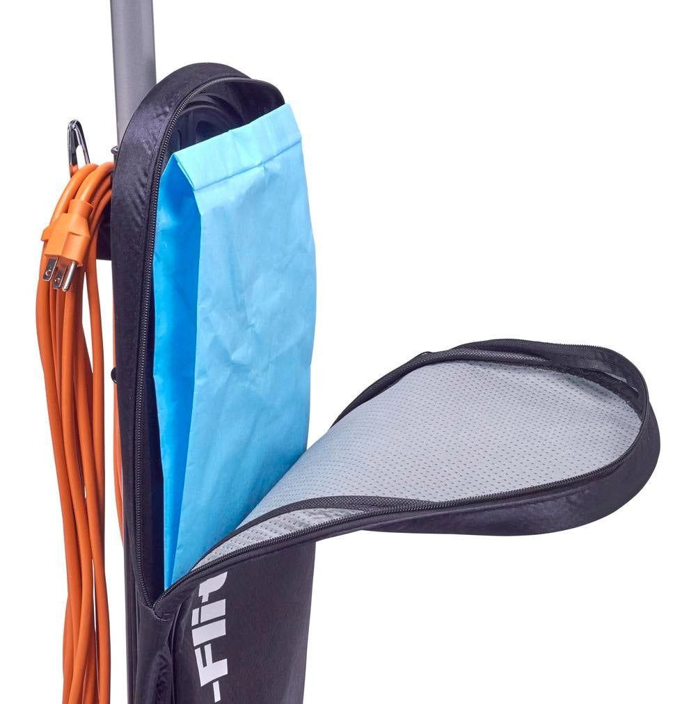 Powr-Flite Solar Ultra Lightweight Upright Vacuum unzipped bag cover showing bag