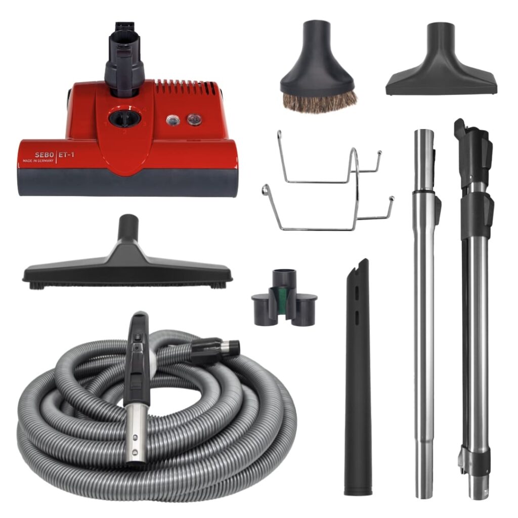 Deluxe Central Vacuum Kit with ET-1 Power Head  red