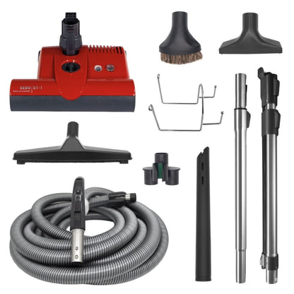 Deluxe Central Vacuum Kit with ET-1 Power Head  red