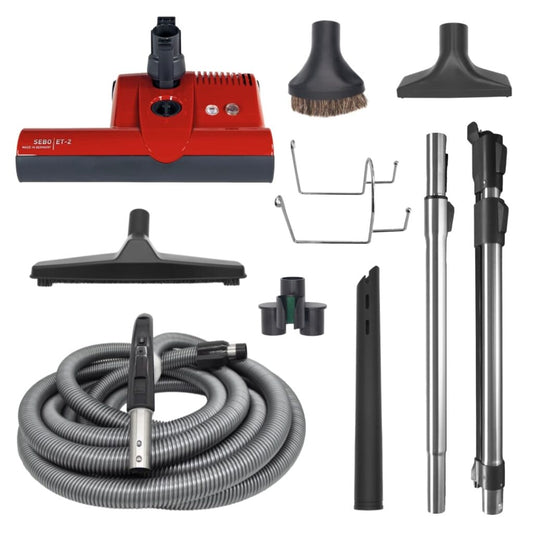 Deluxe Central Vacuum Kit with ET-2 Power Head red