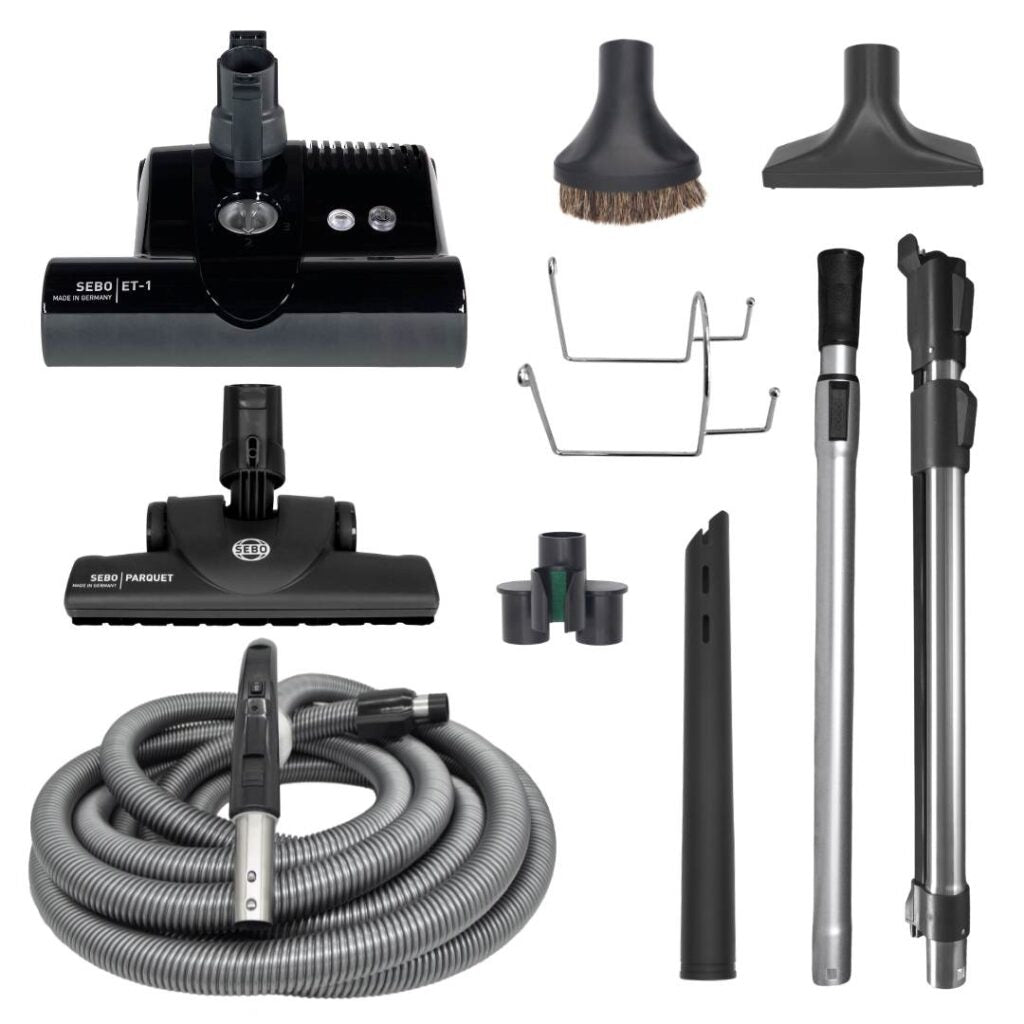 Sebo Premium ET-1 Power Head Central Vacuum Accessory Kit 30 35 40 50 ft feet black