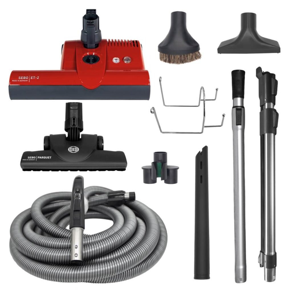 Sebo Premium ET-2 Power Head Central Vacuum Accessory Kit red