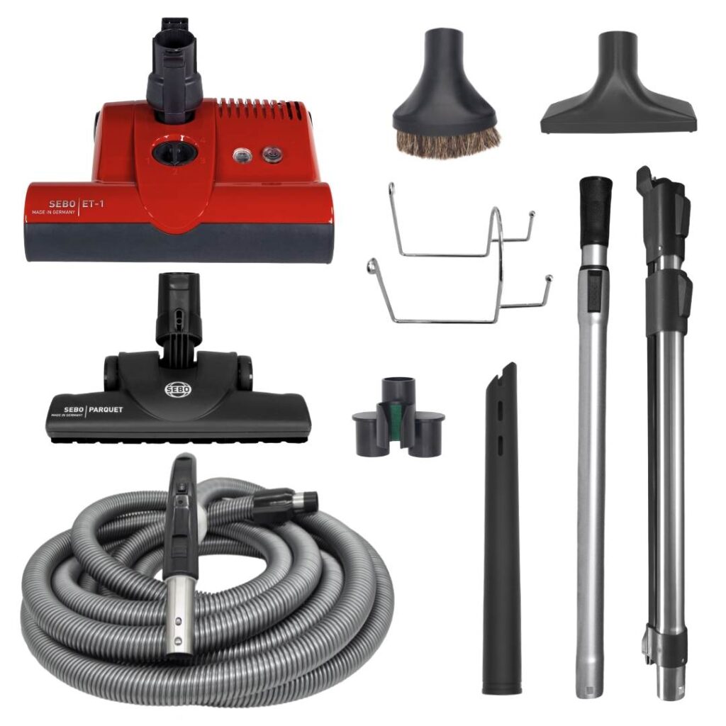 Sebo Premium ET-1 Power Head Central Vacuum Accessory Kit 30 35 40 50 ft feet red