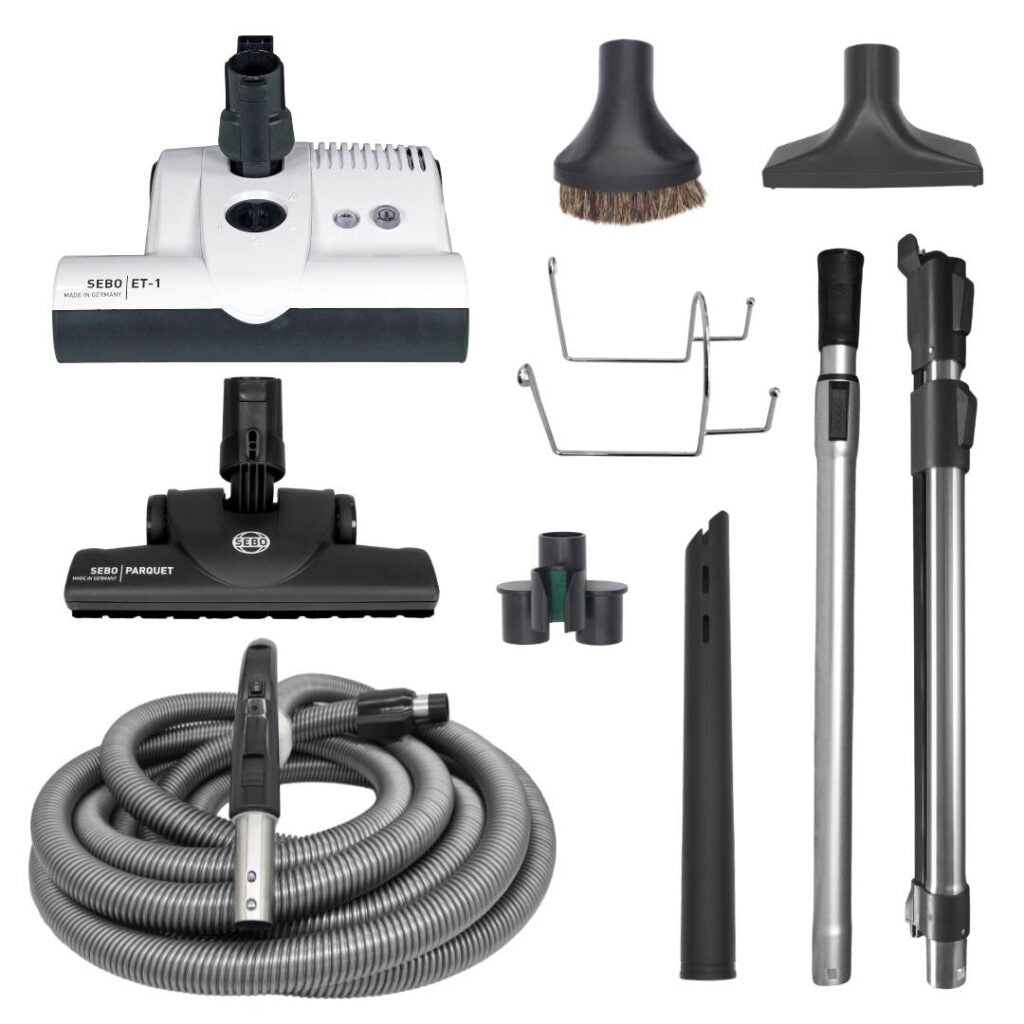 Sebo Premium ET-1 Power Head Central Vacuum Accessory Kit 30 35 40 50 ft feet white