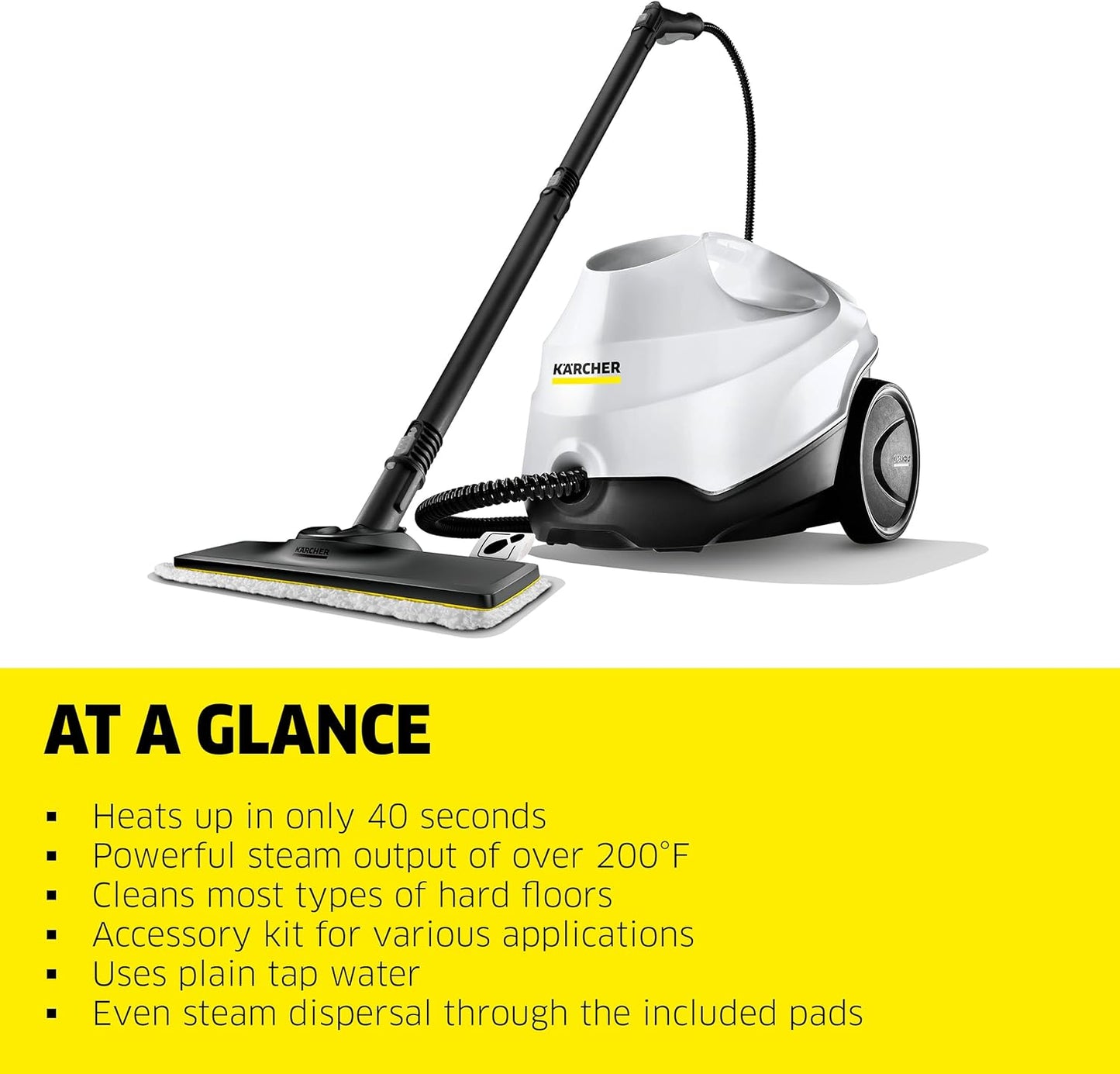 Karcher SC 3 EasyFix Steam Cleaner White KNA at a glance features