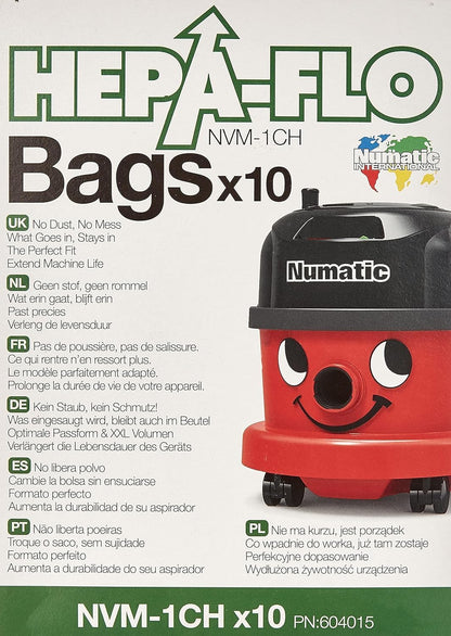 Numatic OEM Genuine Henry HEPA Bag - 10 Pack - NVM 1CH - 604015