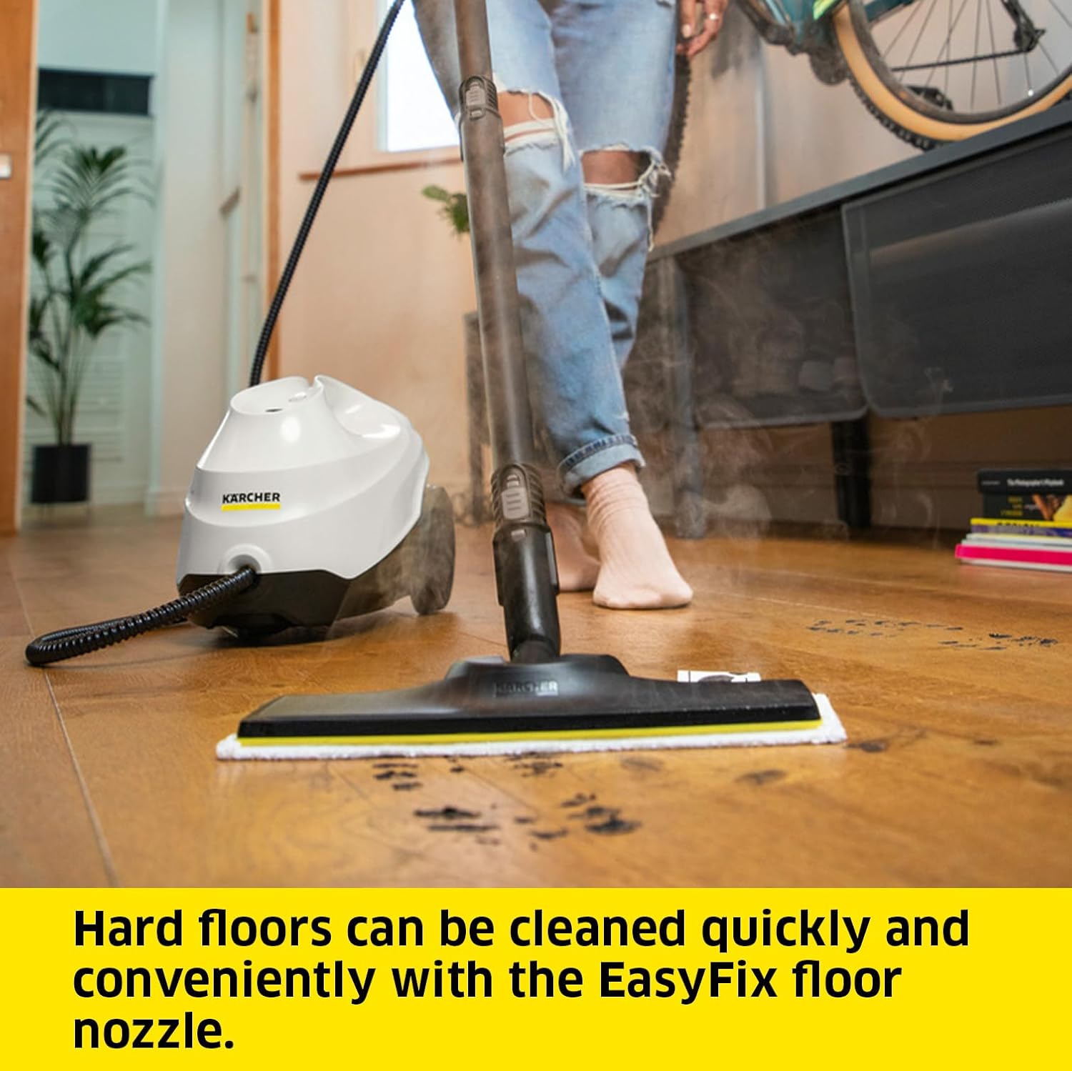 Karcher SC 3 EasyFix Steam Cleaner White KNA cleaning muddy floors