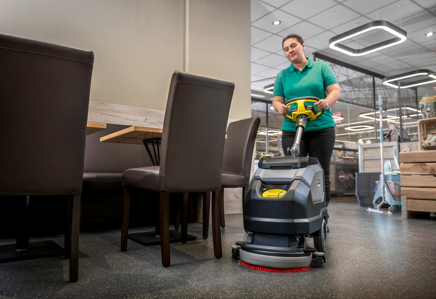 Karcher BD 35/15C Classic BP Scrubber - 14" in action on floor office