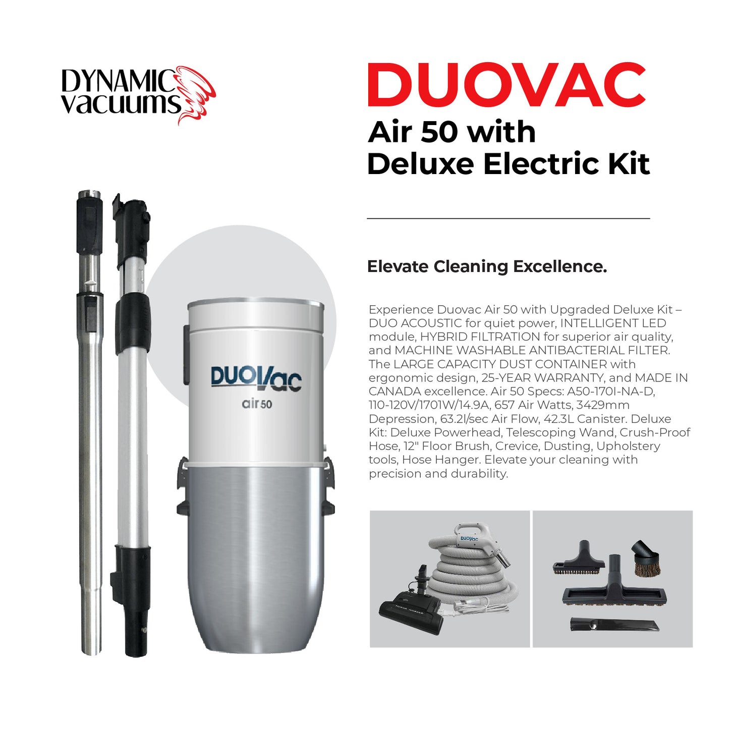 Duovac Air 50 with Deluxe Electric Kit