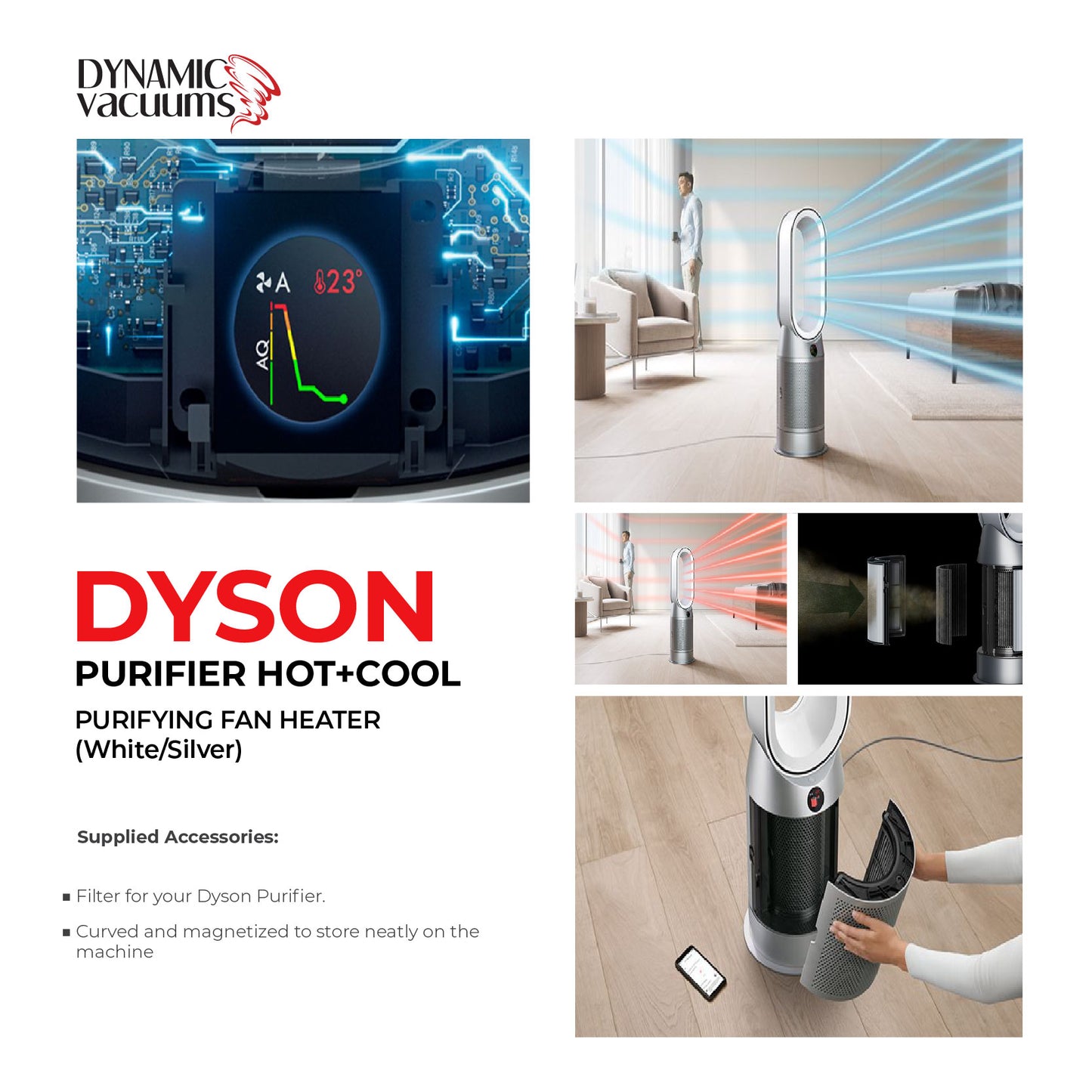 Dyson Purifier Hot+Cool Purifying Fan Heater (White/Silver) ** Latest Technology**