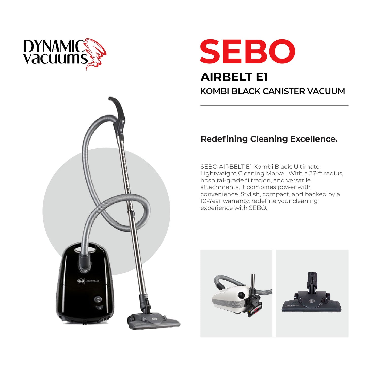 Sebo Airbelt E1 Kombi Black Canister Vacuum