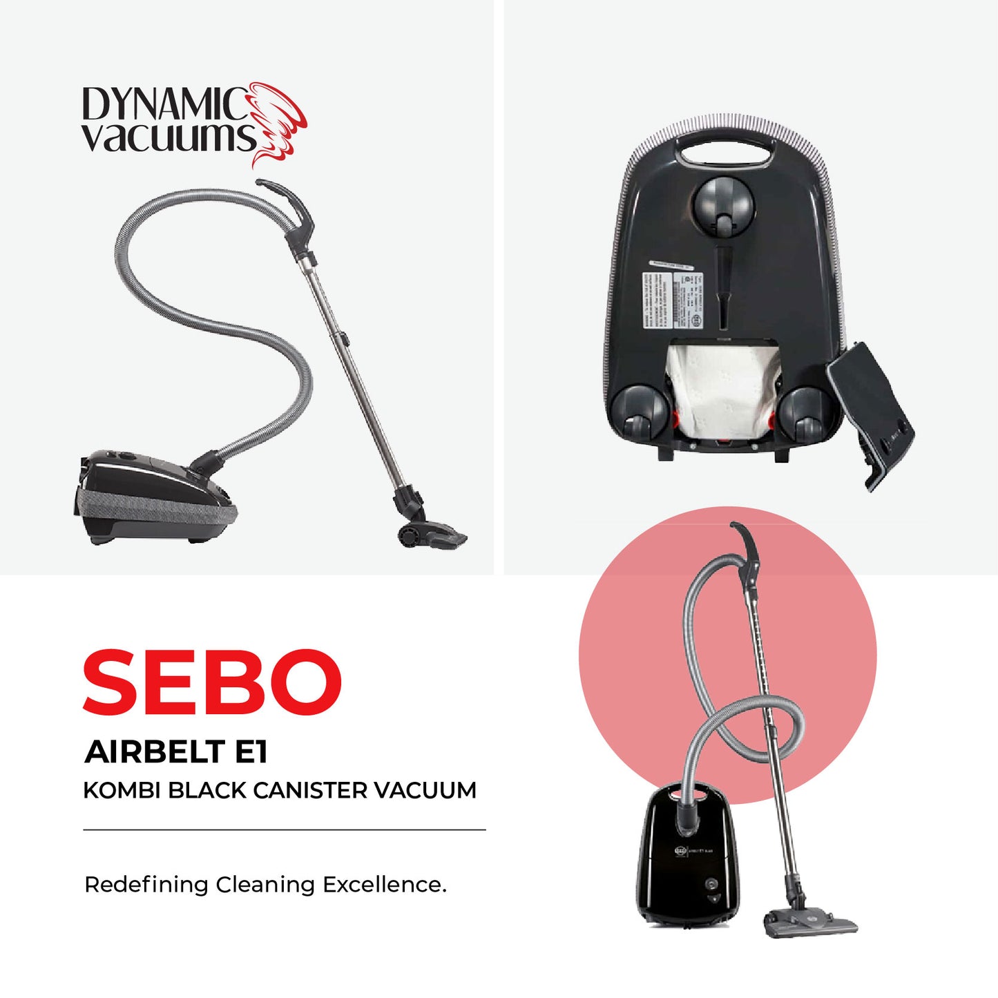 Sebo Airbelt E1 Kombi Black Canister Vacuum