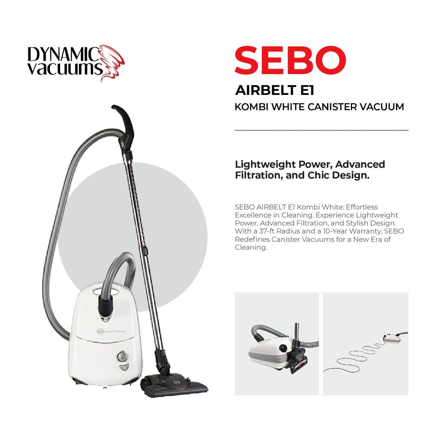 Sebo Airbelt E1 Kombi White Canister Vacuum