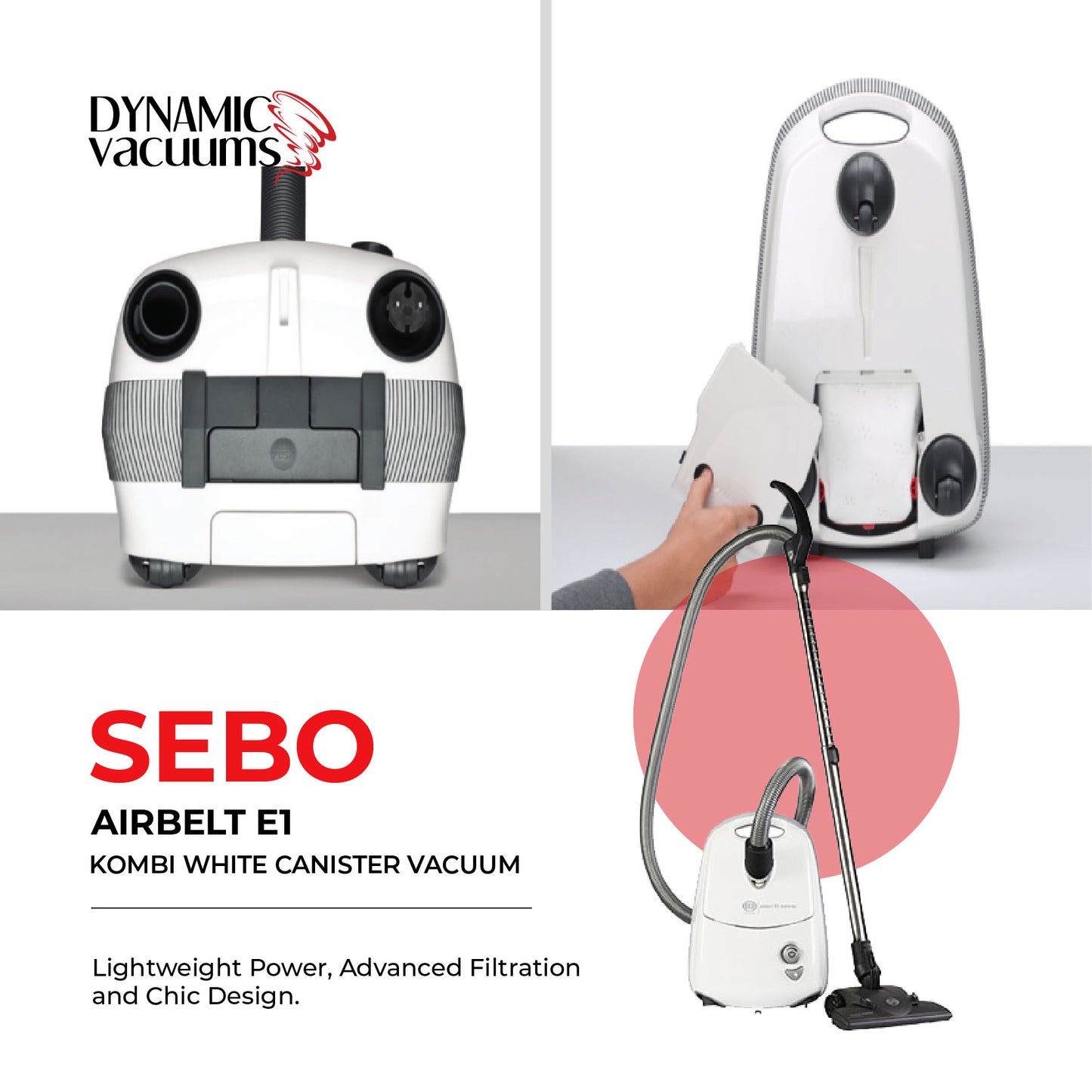 Sebo Airbelt E1 Kombi White Canister Vacuum