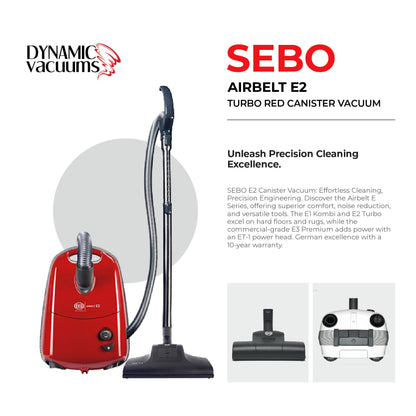 Sebo Airbelt E2 Turbo Red Canister Vacuum