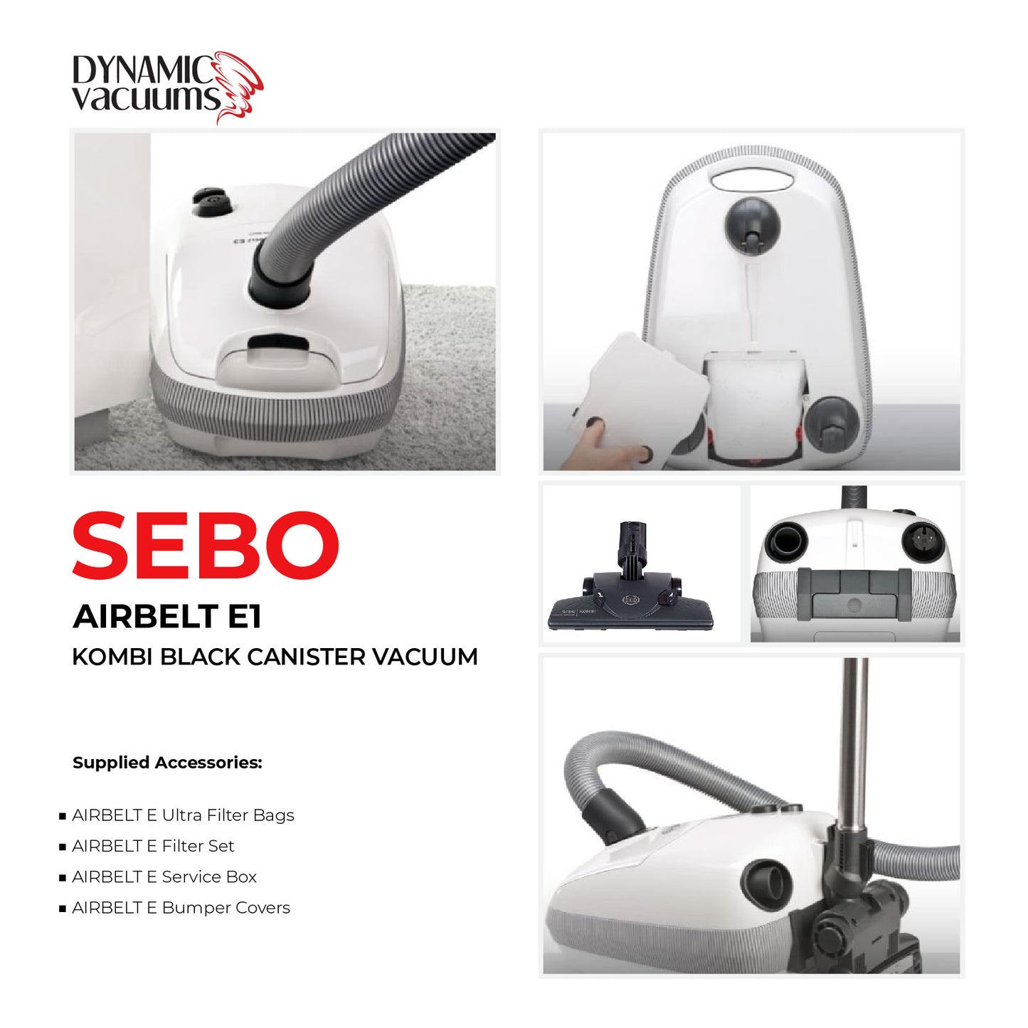 Sebo Airbelt E1 Kombi Black Canister Vacuum