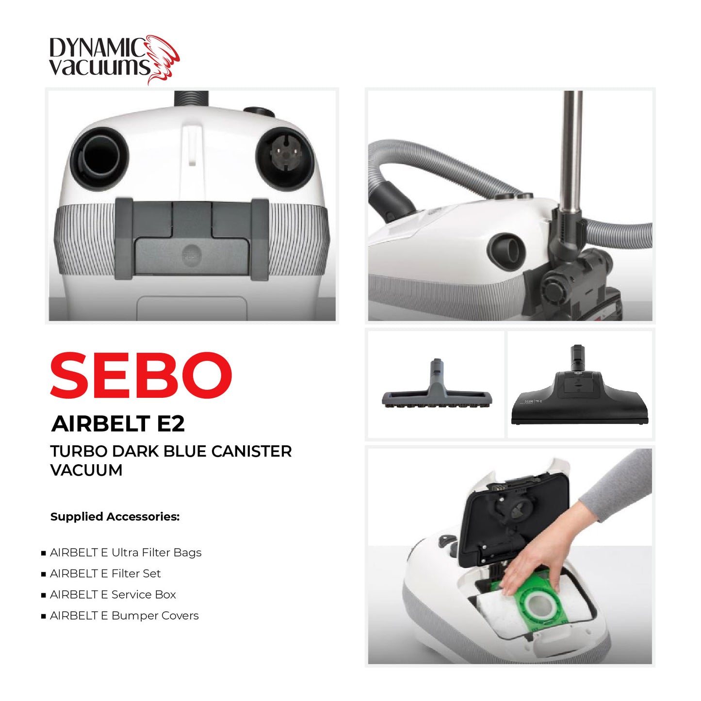 Sebo Airbelt E2 Turbo Dark Blue Canister Vacuum