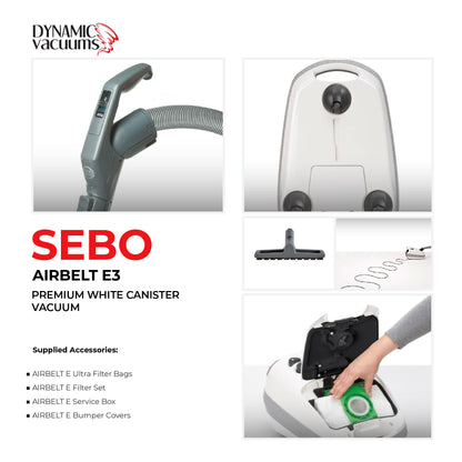 Sebo Airbelt E3 Premium White Canister Vacuum