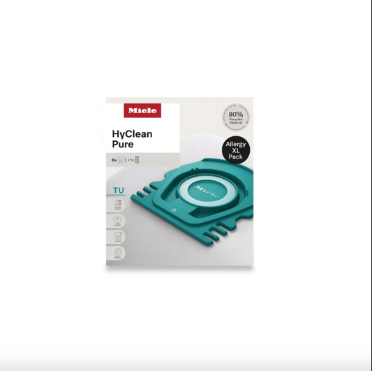 Miele XL HyClean Air TU Dustbags – 8 Pack + 1 Hepa Filter - For Miele Guard S1 & L1 Models