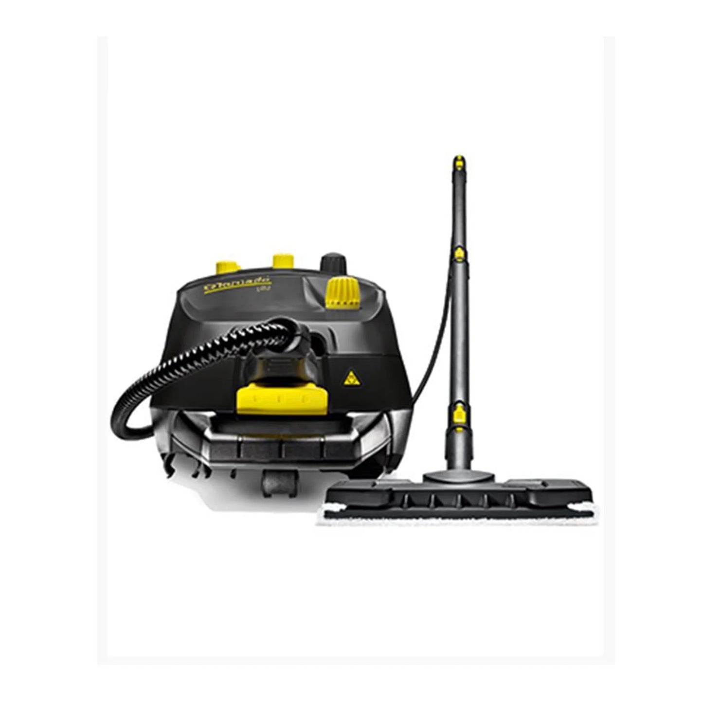 Tornado VS4 Chemical Free Steam Cleaner 97102 front view with hand a floor tool