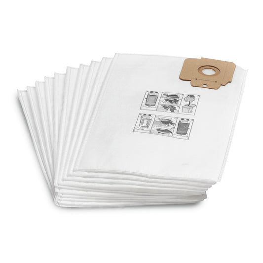 Karcher Genuine CV30 / CV38 / CV48 Upright Fleece Bag 69043050 – Pack of 10