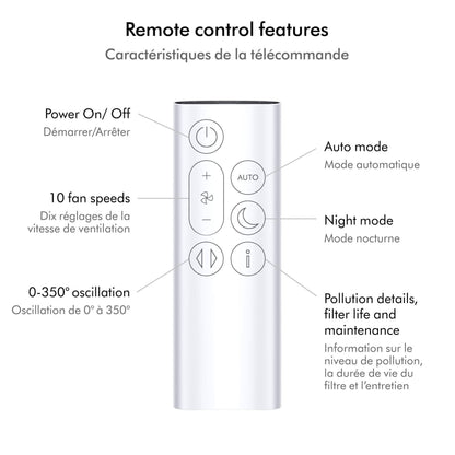 Dyson TP10 Purifier Cool Gen1 Air Purifying Fan remote control features