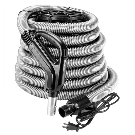 Johnny-Vac Electric Central Vacuum Hose with 3-Way Switch Black (30, 35ft)