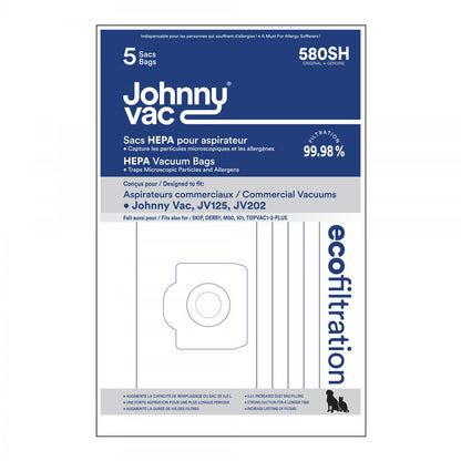 Johnny Vac JV 125 AND JV202 HEPA Microfilter Bag for Johnny Vac