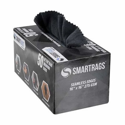 Hospeco SmartRags Heavy-Weight Microfiber Cloths – 16" x 16", 275 GSM, Black