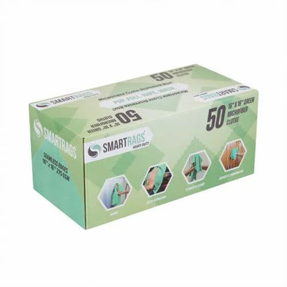 Hospeco SmartRags Heavy-Weight Microfiber Cloths – 16" x 16", 275 GSM, Green