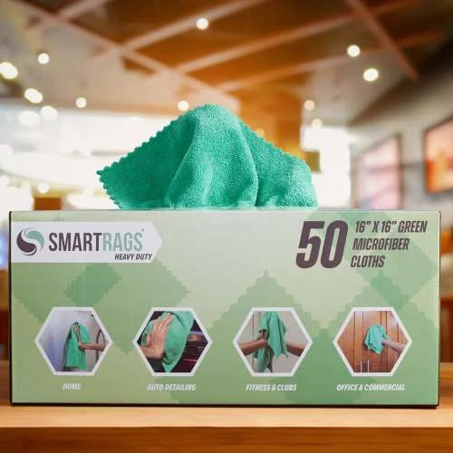 Hospeco SmartRags Heavy-Weight Microfiber Cloths – 16" x 16", 275 GSM, Green