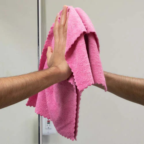 Hospeco SmartRags Heavy-Weight Microfiber Cloths – 16" x 16", 275 GSM, Pink