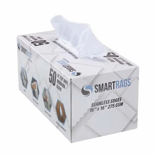 Hospeco SmartRags Heavy-Weight Microfiber Cloths – 16" x 16", 275 GSM, White