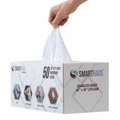 Hospeco SmartRags Heavy-Weight Microfiber Cloths – 16" x 16", 275 GSM, White